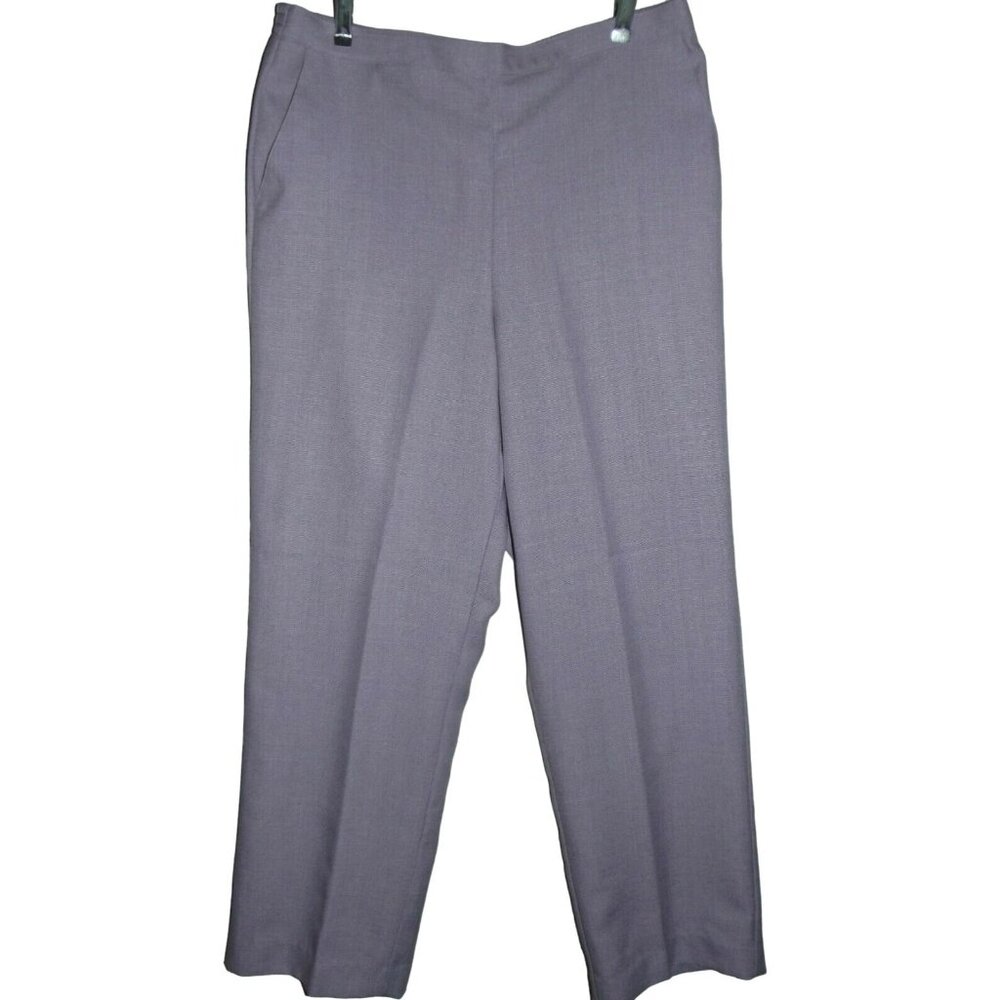 Alfred Dunner Pants Size 14 X 29" Purple Pull-On Flat Front Elastic Back Waist